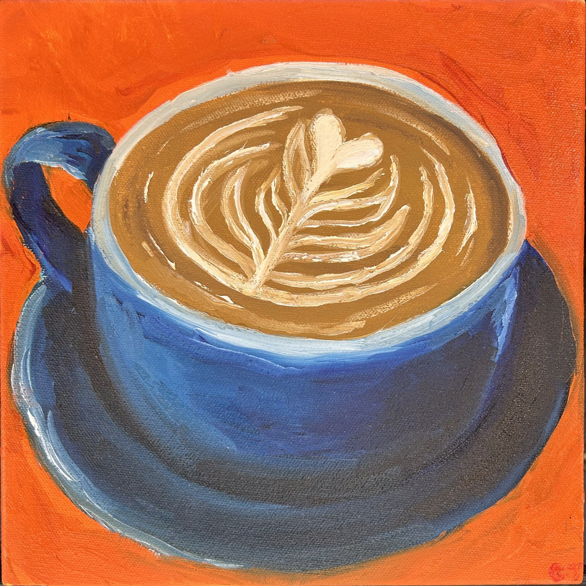 Latte — oil painting by Claire Jutabha from the Everyday Delights collection