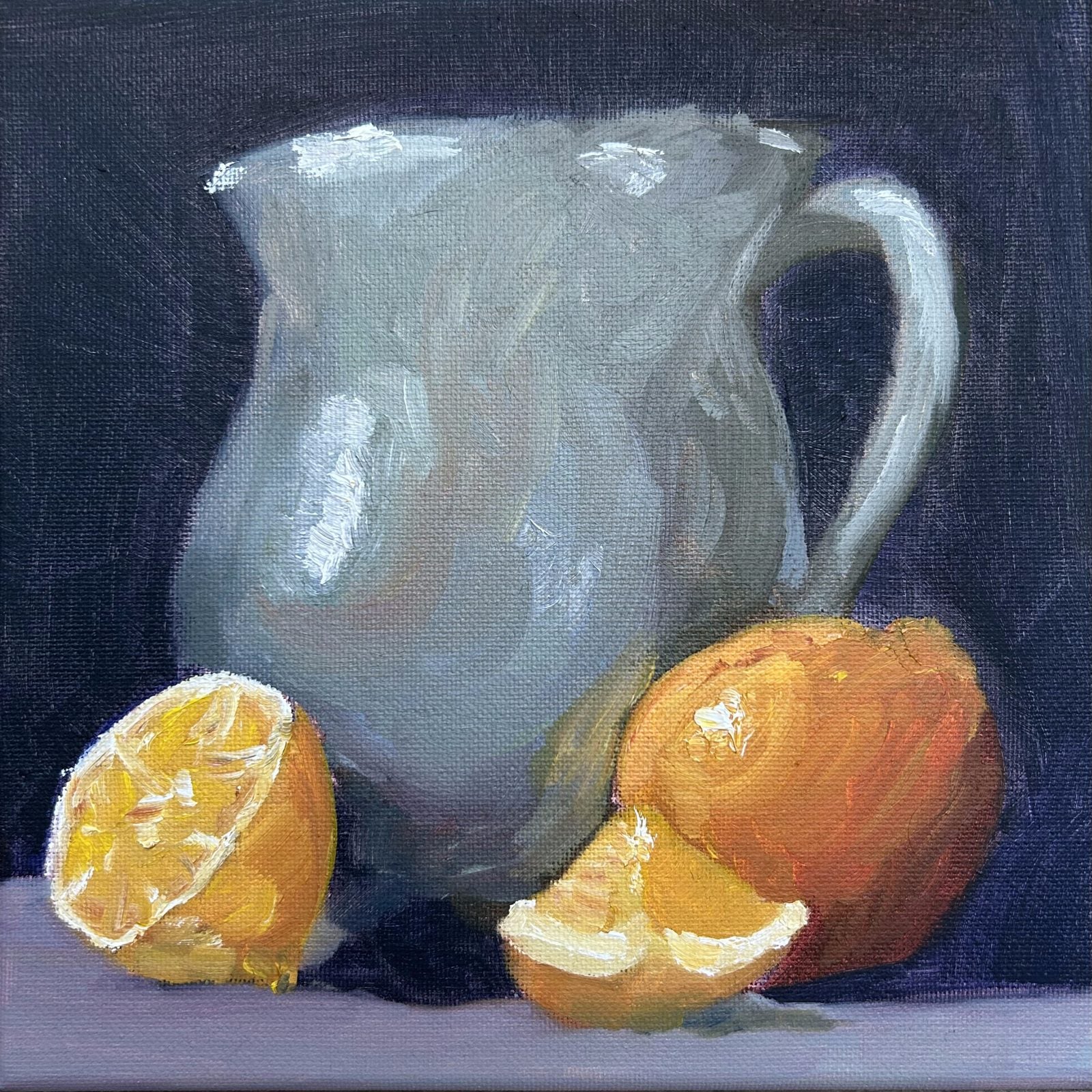 Pitcher & Oranges — original oil painting by Claire Jutabha