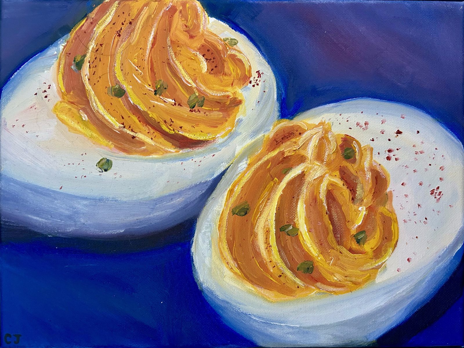 Deviled Eggs — original oil painting by Claire Jutabha