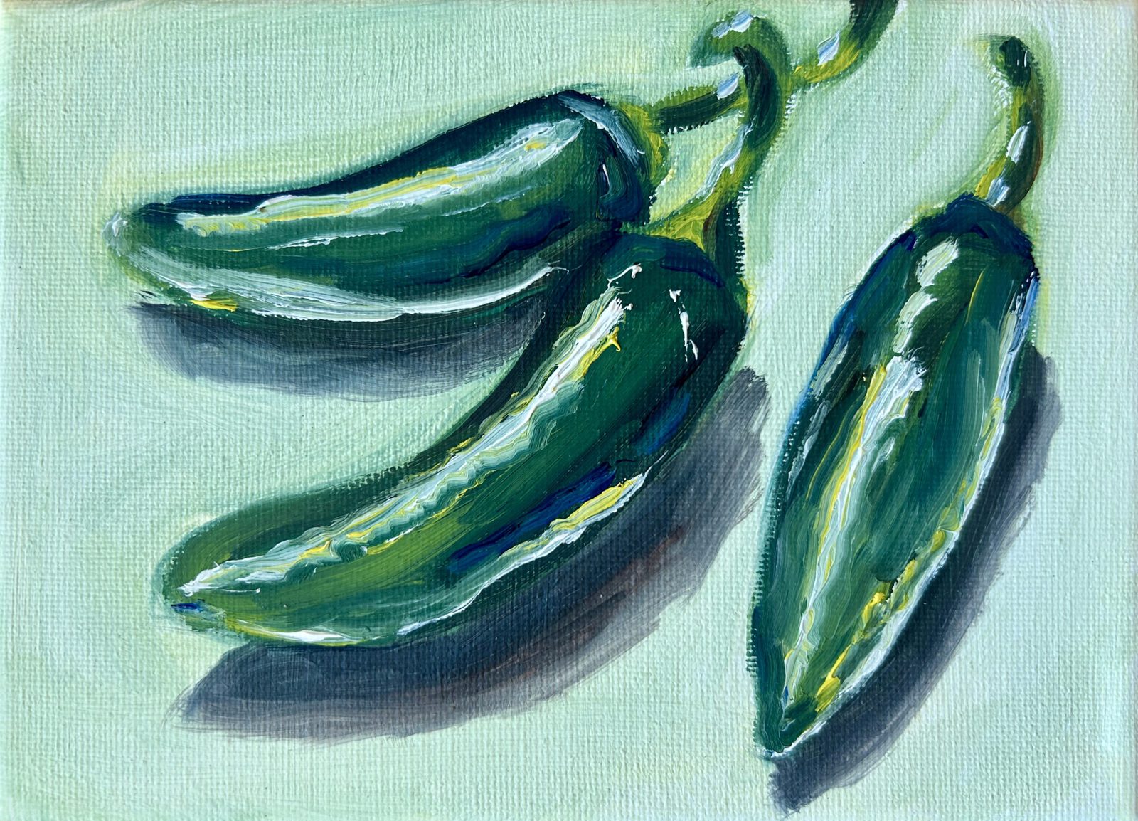 Jalapeños — original oil painting by Claire Jutabha