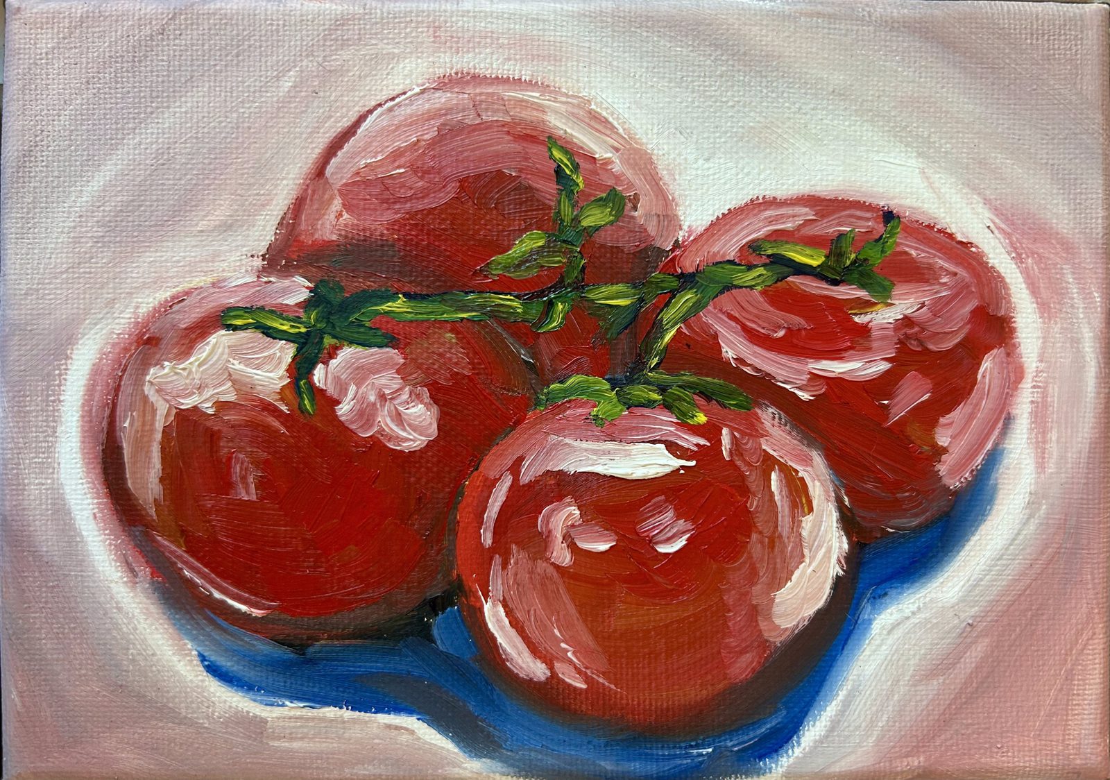 Tomatoes on the Vine — original oil painting by Claire Jutabha