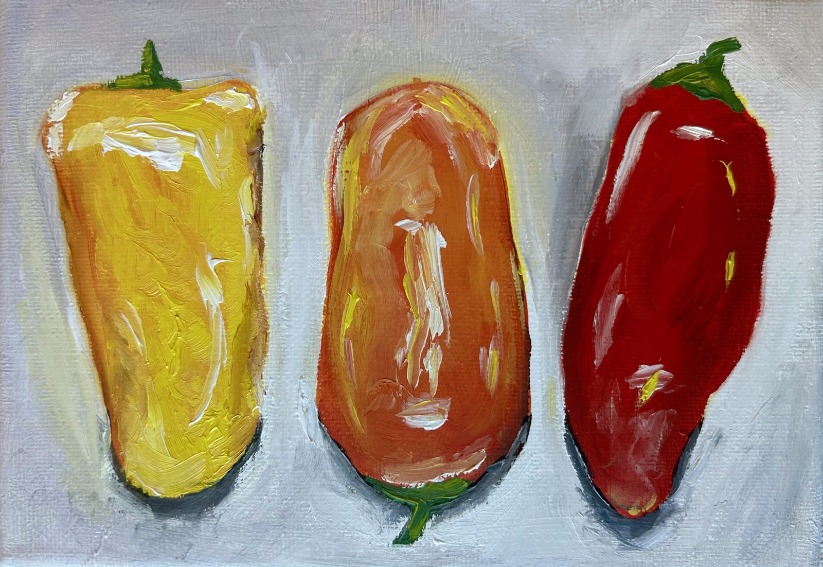 Mini Peppers — original oil painting by Claire Jutabha