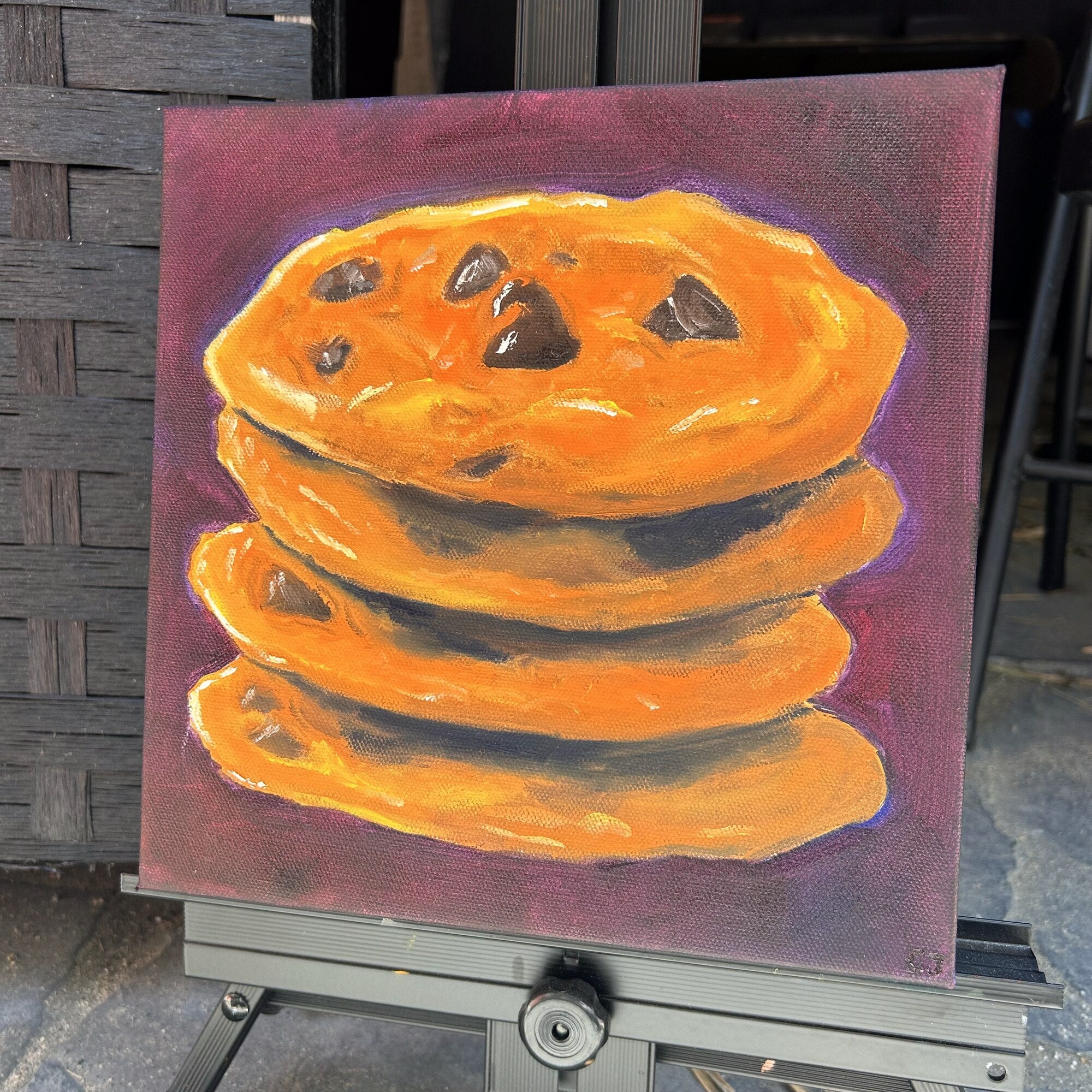 Cookies — side view showing painted canvas edges
