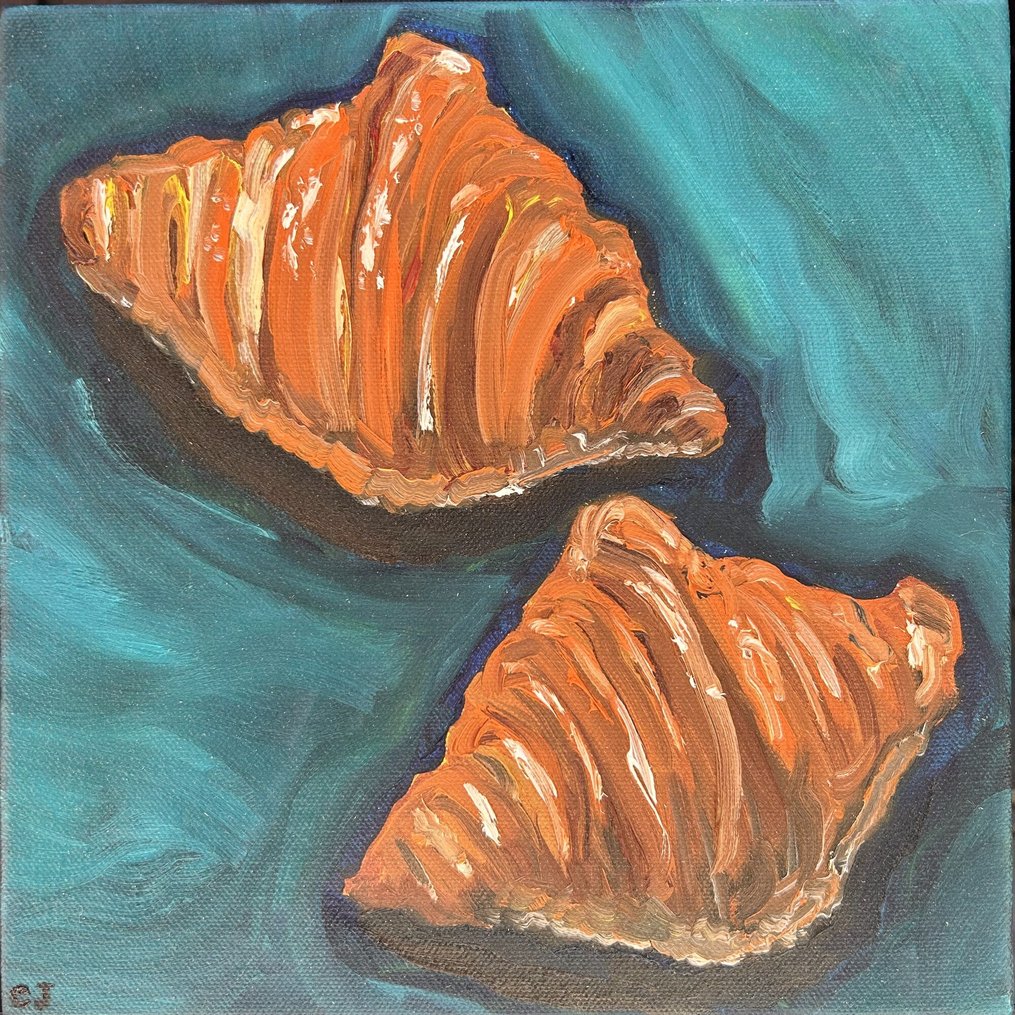Croissants — oil painting by Claire Jutabha